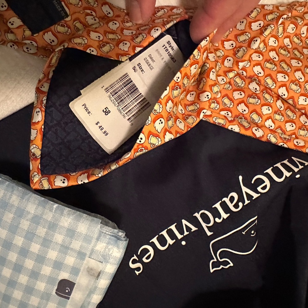 Vineyard Vines Orange Boo and Brew Tie